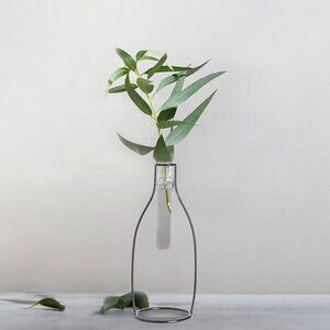 Abbott Collection Minimalist Glass Vase Metal Frame Bud Vase